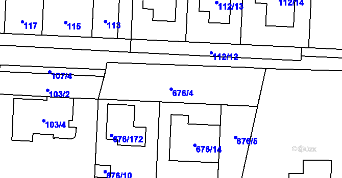Parcela st. 676/4 v KÚ Kobylnice u Brna, Katastrální mapa