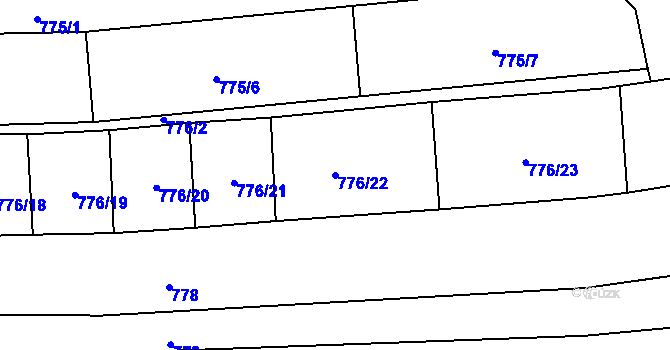 Parcela st. 776/22 v KÚ Kobylnice u Brna, Katastrální mapa