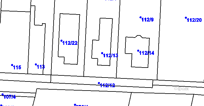 Parcela st. 112/13 v KÚ Kobylnice u Brna, Katastrální mapa