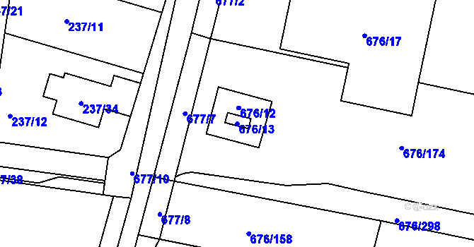 Parcela st. 676/13 v KÚ Kobylnice u Brna, Katastrální mapa