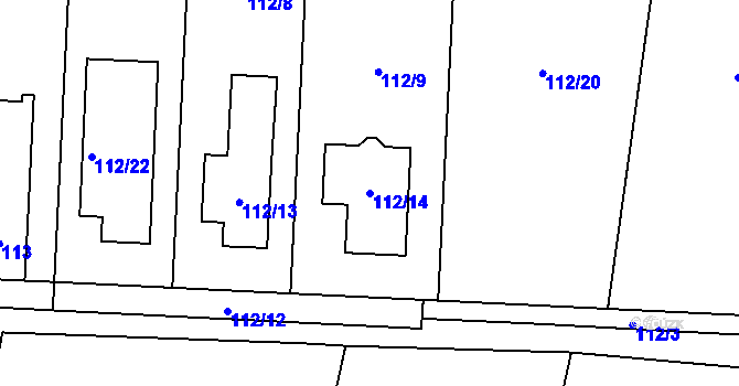 Parcela st. 112/14 v KÚ Kobylnice u Brna, Katastrální mapa