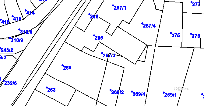 Parcela st. 267/3 v KÚ Kobylnice u Brna, Katastrální mapa