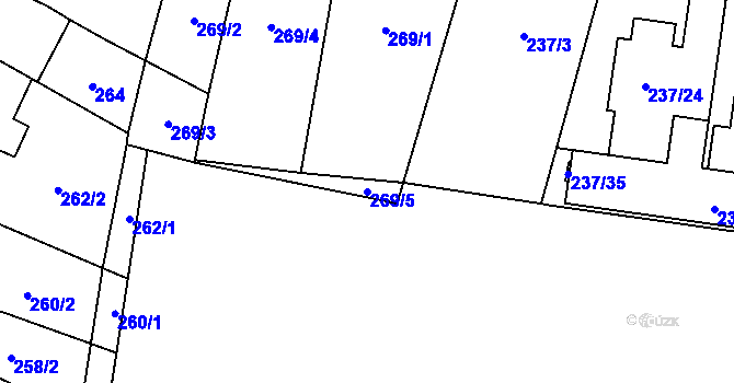 Parcela st. 269/5 v KÚ Kobylnice u Brna, Katastrální mapa