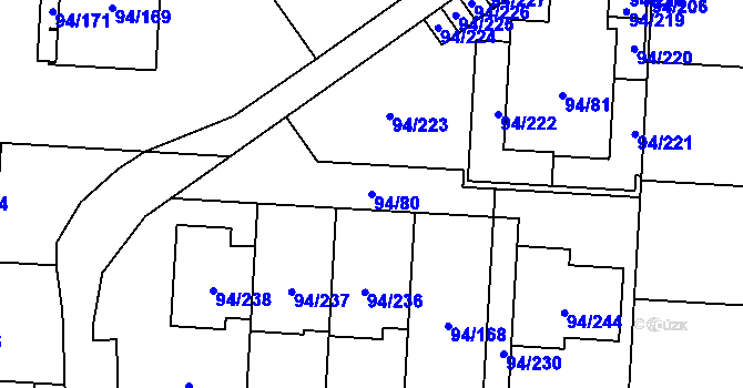 Parcela st. 94/80 v KÚ Kobylnice u Brna, Katastrální mapa