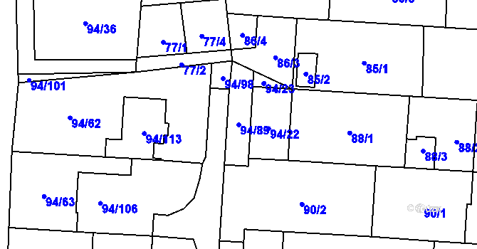 Parcela st. 94/89 v KÚ Kobylnice u Brna, Katastrální mapa