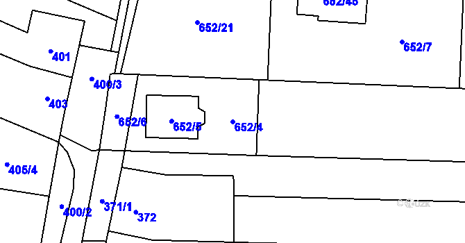 Parcela st. 652/4 v KÚ Kobylnice u Brna, Katastrální mapa