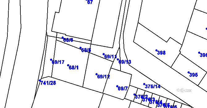 Parcela st. 69/11 v KÚ Kobylnice u Brna, Katastrální mapa