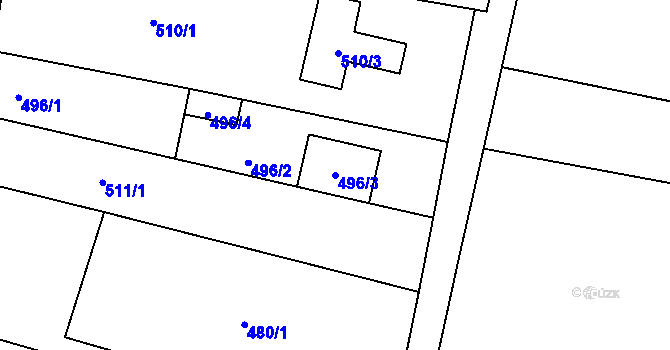 Parcela st. 496/3 v KÚ Kobylnice u Brna, Katastrální mapa