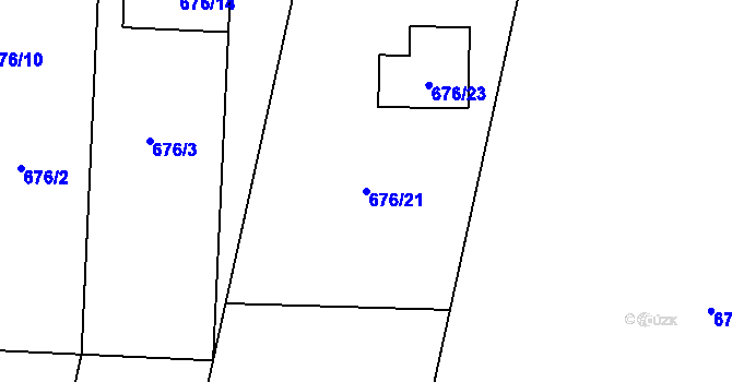 Parcela st. 676/21 v KÚ Kobylnice u Brna, Katastrální mapa