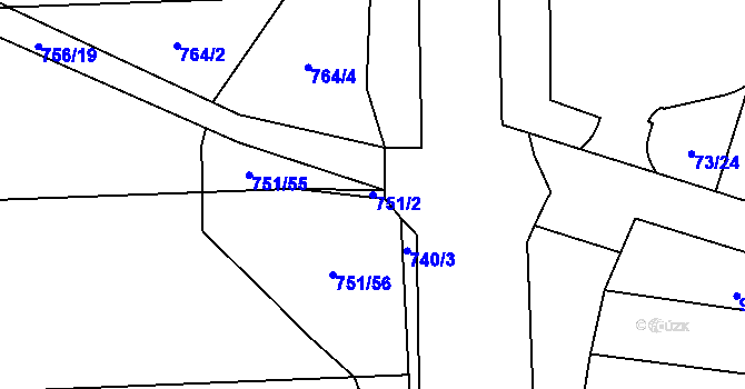 Parcela st. 751/2 v KÚ Kobylnice u Brna, Katastrální mapa