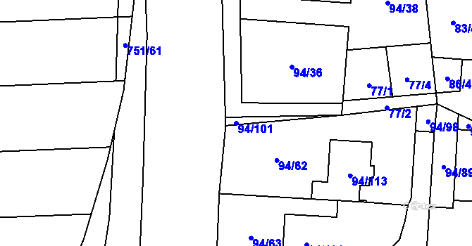 Parcela st. 94/101 v KÚ Kobylnice u Brna, Katastrální mapa