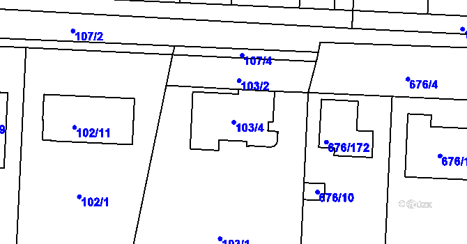 Parcela st. 103/4 v KÚ Kobylnice u Brna, Katastrální mapa