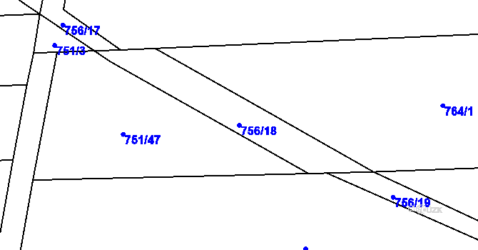 Parcela st. 756/18 v KÚ Kobylnice u Brna, Katastrální mapa