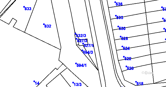 Parcela st. 527/1 v KÚ Kobylnice u Brna, Katastrální mapa