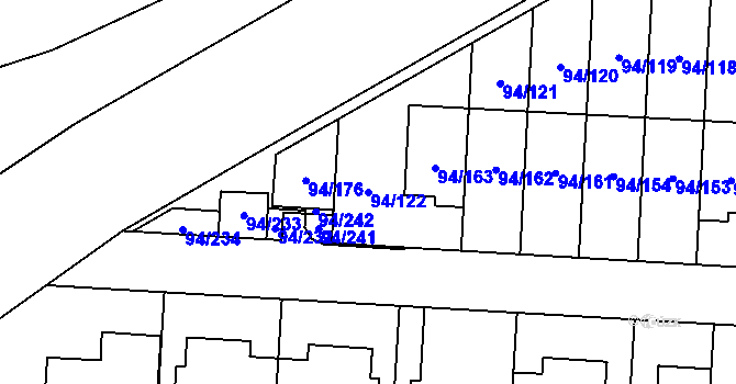 Parcela st. 94/122 v KÚ Kobylnice u Brna, Katastrální mapa