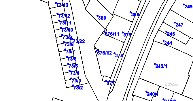 Parcela st. 376/12 v KÚ Kobylnice u Brna, Katastrální mapa