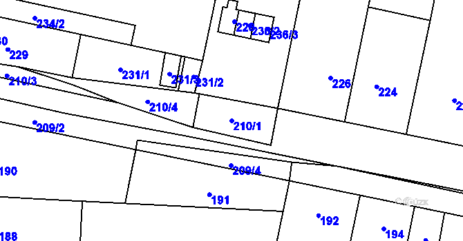 Parcela st. 210/1 v KÚ Kobylnice u Brna, Katastrální mapa