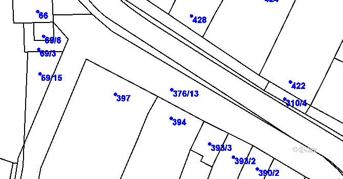 Parcela st. 376/13 v KÚ Kobylnice u Brna, Katastrální mapa
