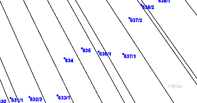 Parcela st. 636/1 v KÚ Kobylnice u Brna, Katastrální mapa
