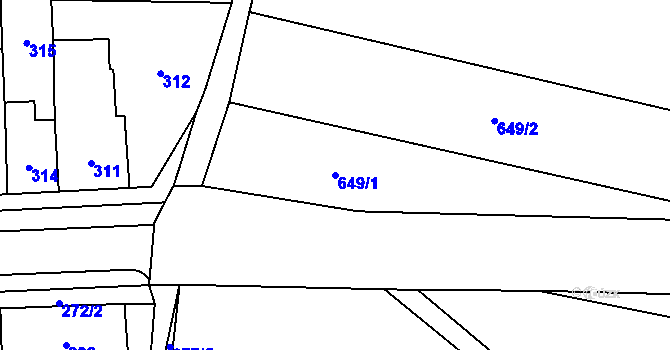 Parcela st. 649/1 v KÚ Kobylnice u Brna, Katastrální mapa