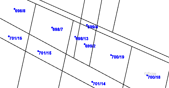 Parcela st. 699/2 v KÚ Kobylnice u Brna, Katastrální mapa