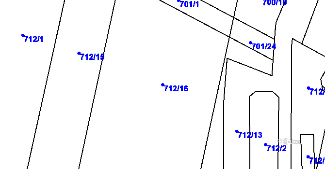 Parcela st. 712/16 v KÚ Kobylnice u Brna, Katastrální mapa