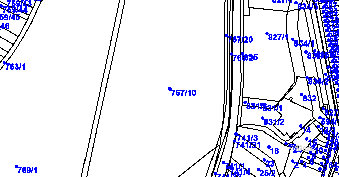 Parcela st. 767/10 v KÚ Kobylnice u Brna, Katastrální mapa