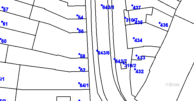 Parcela st. 643/6 v KÚ Kobylnice u Brna, Katastrální mapa