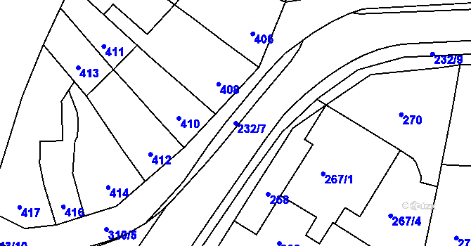 Parcela st. 232/7 v KÚ Kobylnice u Brna, Katastrální mapa