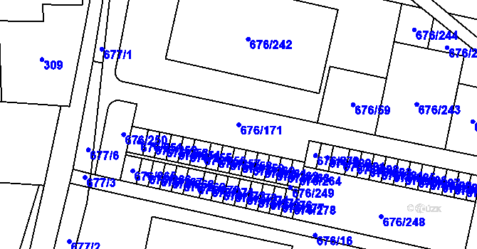 Parcela st. 676/171 v KÚ Kobylnice u Brna, Katastrální mapa