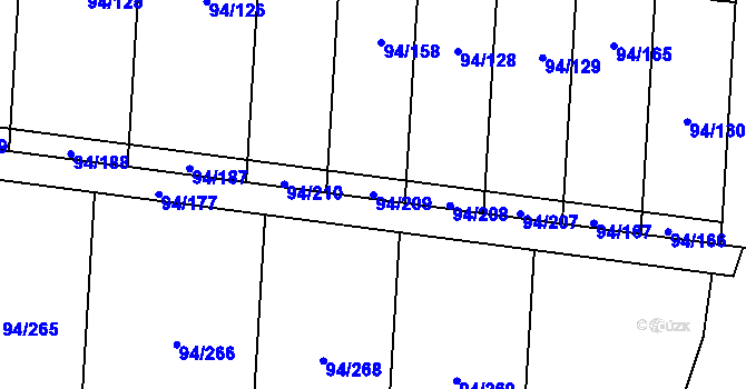 Parcela st. 94/209 v KÚ Kobylnice u Brna, Katastrální mapa