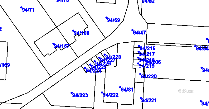 Parcela st. 94/228 v KÚ Kobylnice u Brna, Katastrální mapa