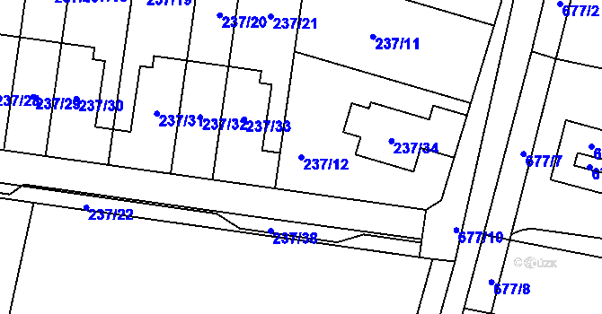 Parcela st. 237/12 v KÚ Kobylnice u Brna, Katastrální mapa