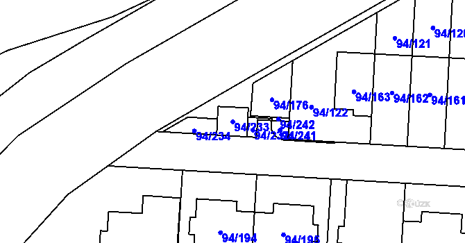 Parcela st. 94/233 v KÚ Kobylnice u Brna, Katastrální mapa
