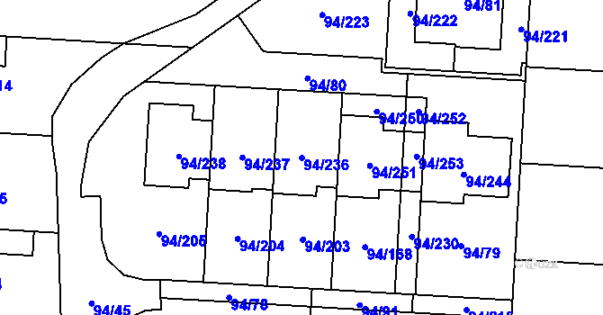Parcela st. 94/236 v KÚ Kobylnice u Brna, Katastrální mapa
