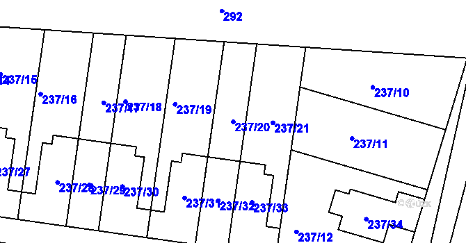 Parcela st. 237/20 v KÚ Kobylnice u Brna, Katastrální mapa