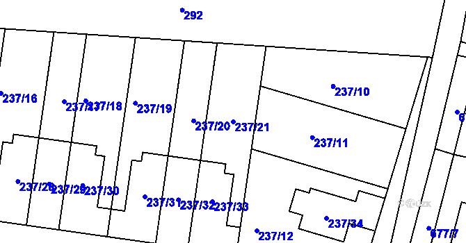 Parcela st. 237/21 v KÚ Kobylnice u Brna, Katastrální mapa
