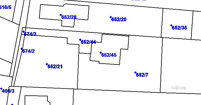 Parcela st. 652/45 v KÚ Kobylnice u Brna, Katastrální mapa