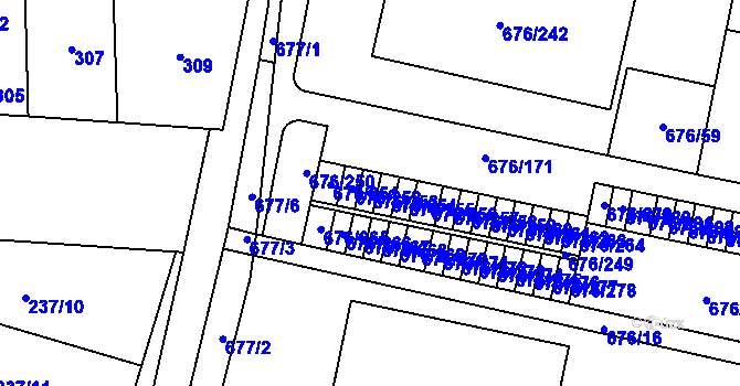 Parcela st. 676/253 v KÚ Kobylnice u Brna, Katastrální mapa