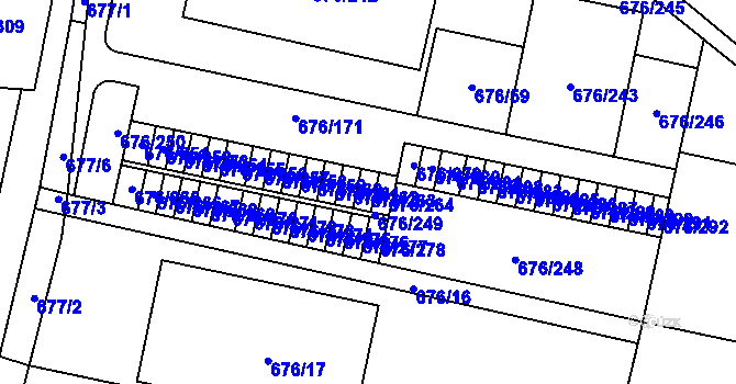 Parcela st. 676/263 v KÚ Kobylnice u Brna, Katastrální mapa