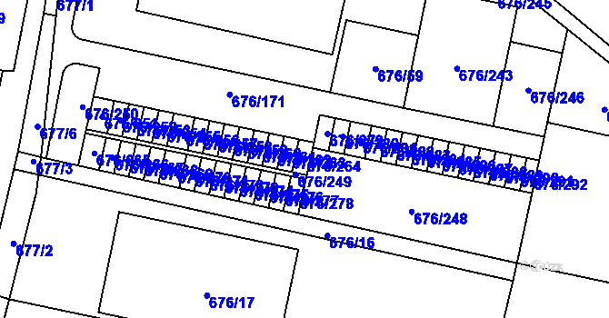 Parcela st. 676/264 v KÚ Kobylnice u Brna, Katastrální mapa