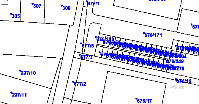 Parcela st. 676/265 v KÚ Kobylnice u Brna, Katastrální mapa