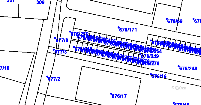 Parcela st. 676/270 v KÚ Kobylnice u Brna, Katastrální mapa