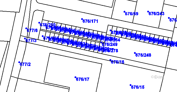 Parcela st. 676/275 v KÚ Kobylnice u Brna, Katastrální mapa