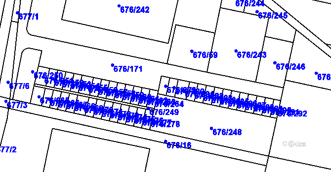 Parcela st. 676/279 v KÚ Kobylnice u Brna, Katastrální mapa