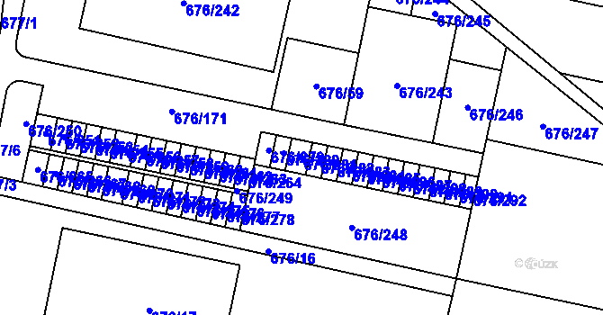 Parcela st. 676/281 v KÚ Kobylnice u Brna, Katastrální mapa