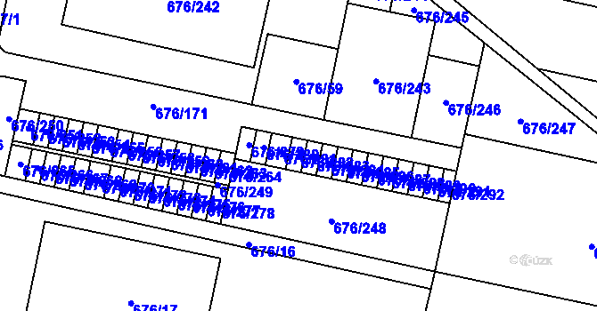 Parcela st. 676/282 v KÚ Kobylnice u Brna, Katastrální mapa