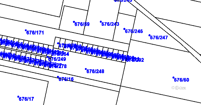 Parcela st. 676/287 v KÚ Kobylnice u Brna, Katastrální mapa