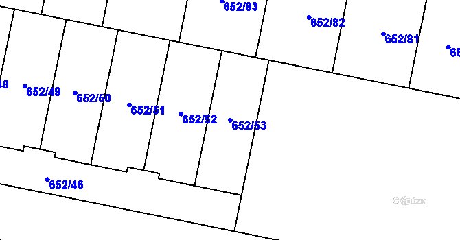 Parcela st. 652/53 v KÚ Kobylnice u Brna, Katastrální mapa