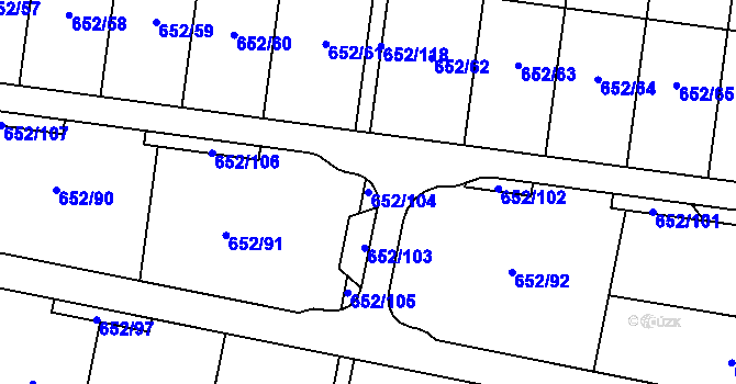 Parcela st. 652/104 v KÚ Kobylnice u Brna, Katastrální mapa